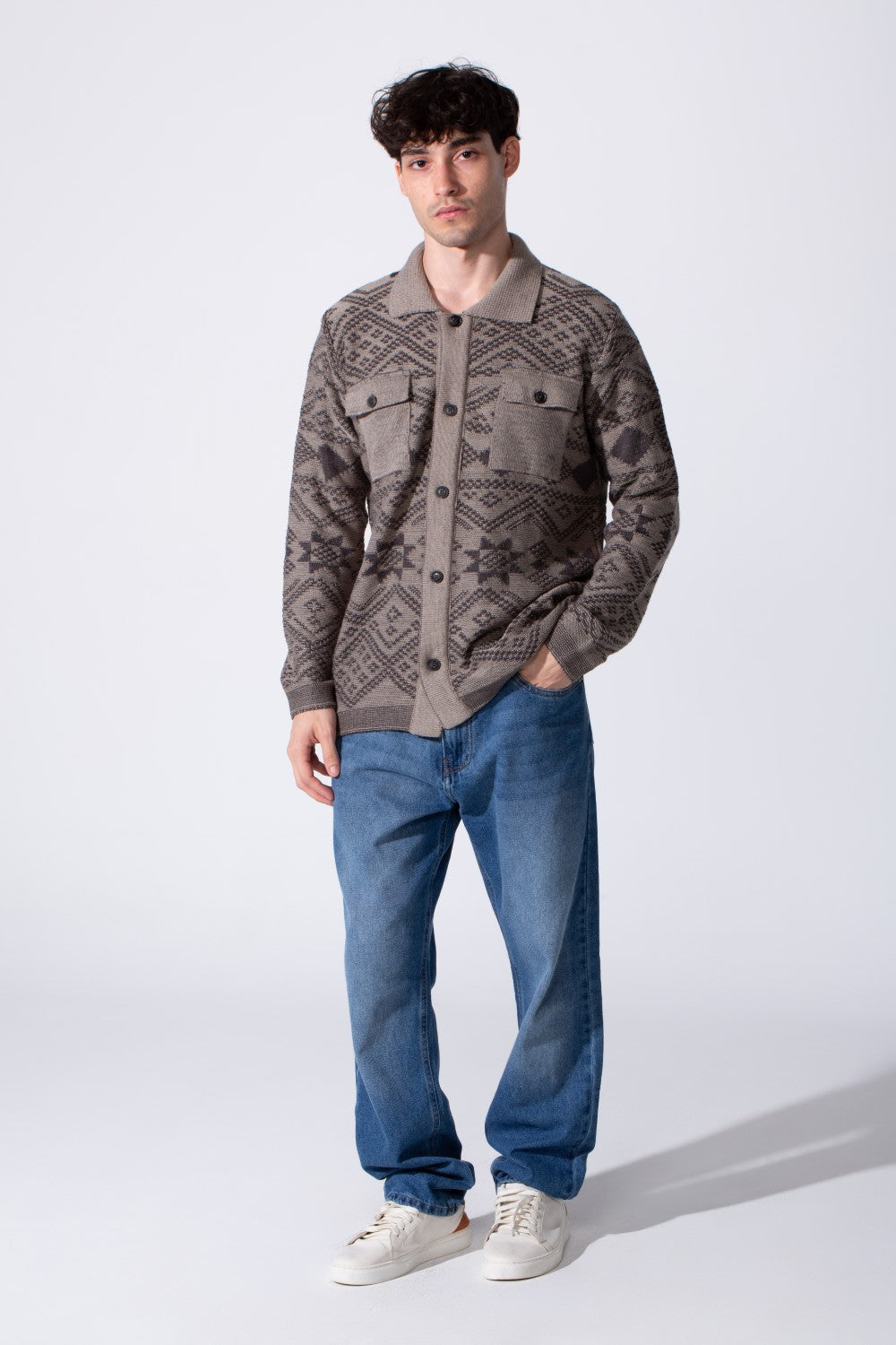 Slim Fit Nordic Geometric Knit Men Sweater