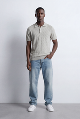 Men’s Jacquard Knit Polo T-Shirt Texture Pattern