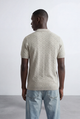 Men’s Jacquard Knit Polo T-Shirt Texture Pattern