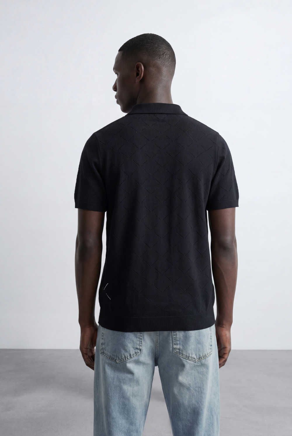 Men’s Jacquard Knit Polo T-Shirt Texture Pattern