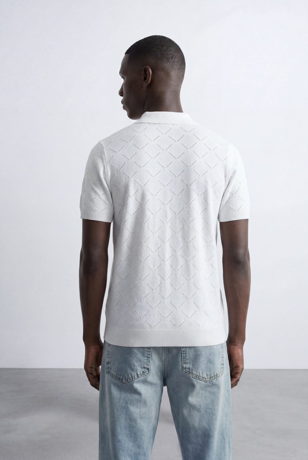 Men’s Jacquard Knit Polo T-Shirt Texture Pattern