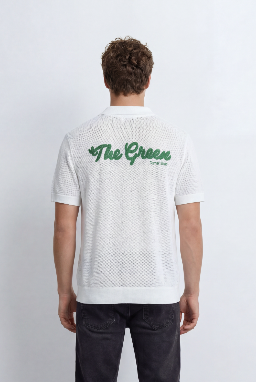 Men’s Knit Polo Chest Embroidery Bold Back Artwork