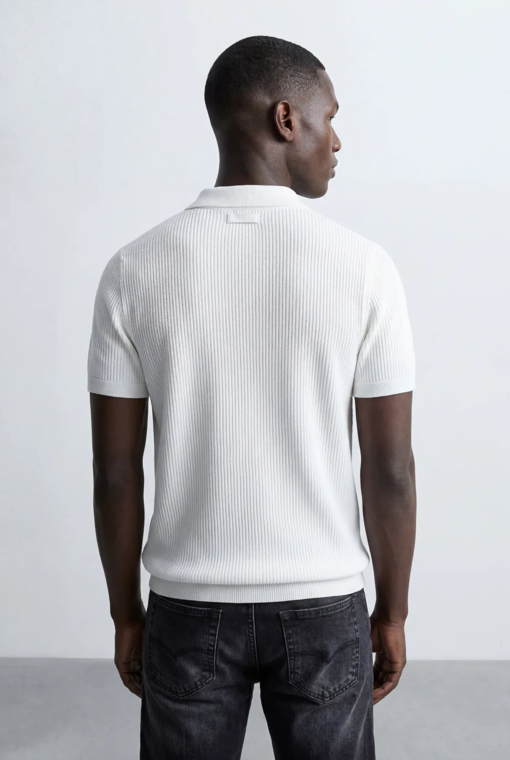 Tomatos Men's Textured Knit Polo Shirt | Open Collar Tee