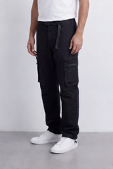 Men’s Utility Cargo Pants Adjustable Belt Zip Pocket Detail