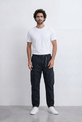 Men’s Utility Cargo Pants Adjustable Belt Zip Pocket Detail