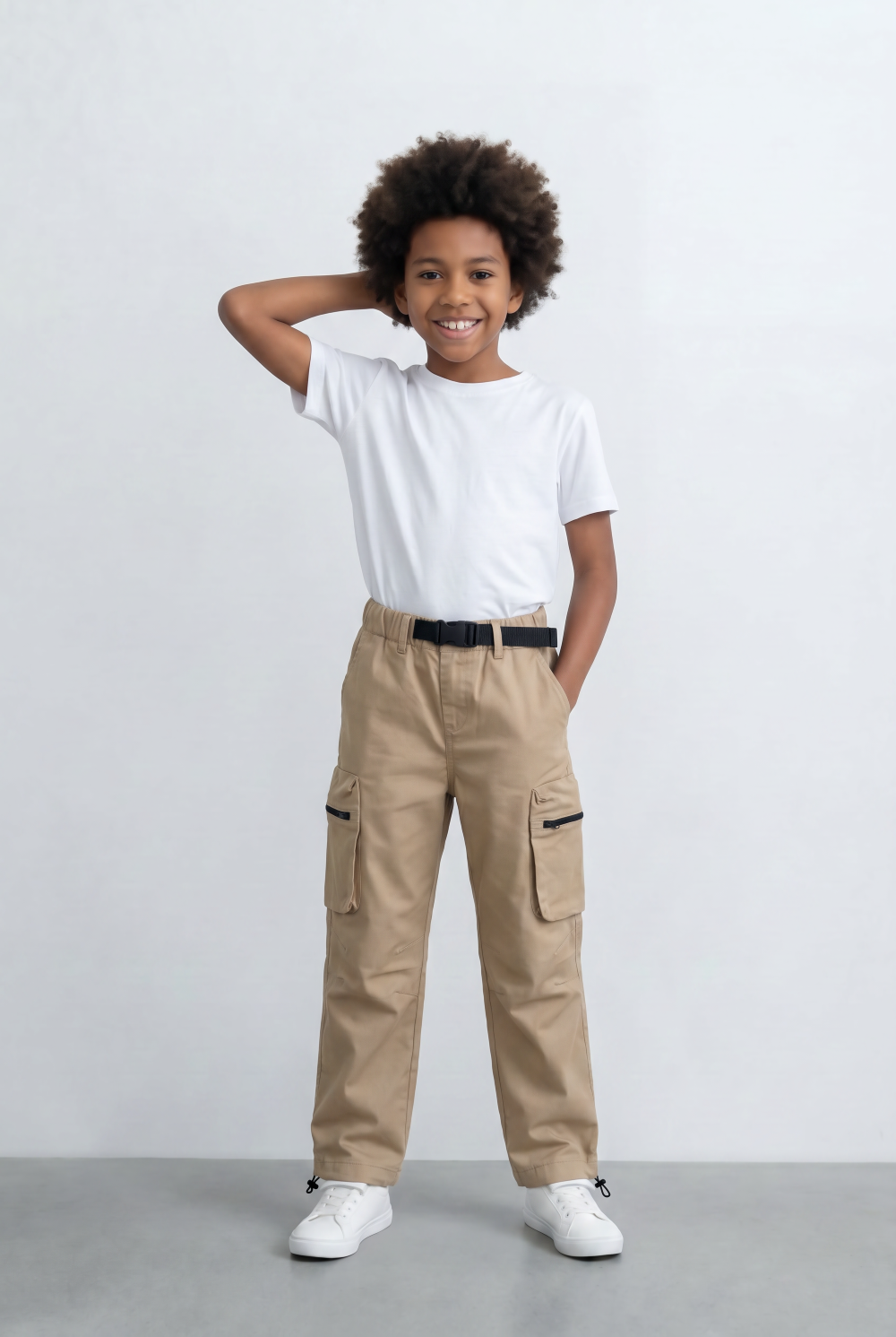 Boy's Cargo Pants Adjustable Belt Utility Pocket Detail