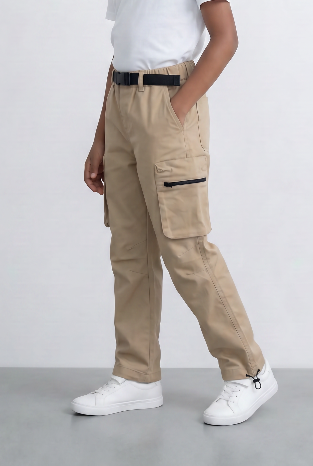 Boy's Cargo Pants Adjustable Belt Utility Pocket Detail