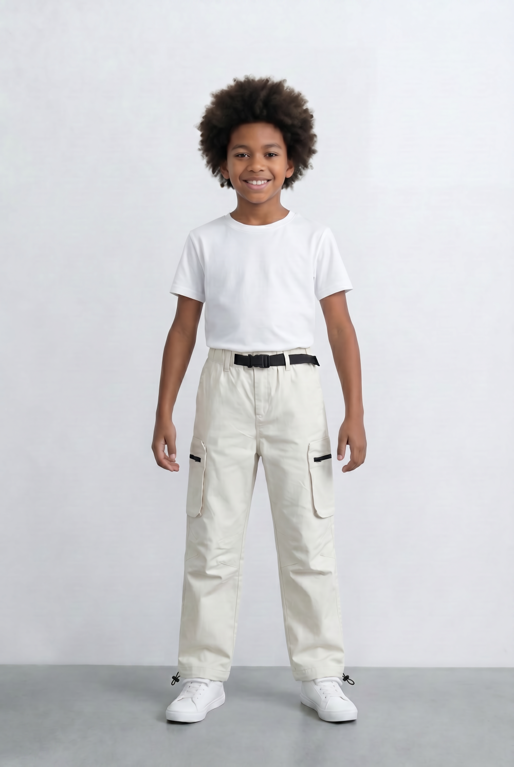 Boy's Cargo Pants Adjustable Belt Utility Pocket Detail