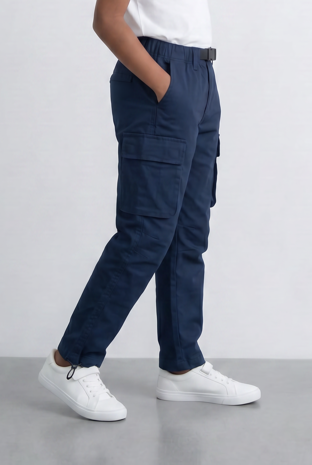 Boy's Cargo Pants Adjustable Belt Utility Pocket Detail
