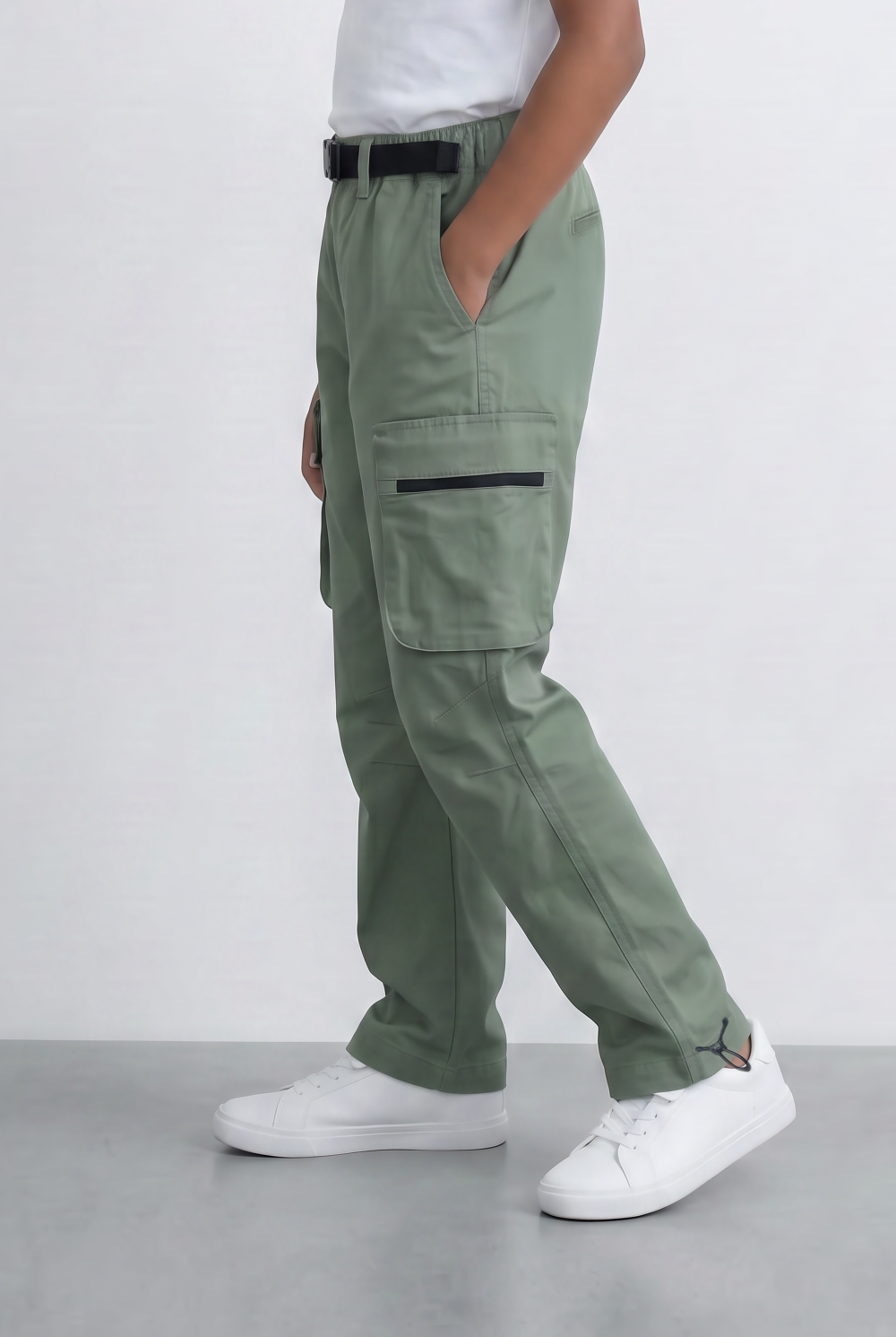 Boy's Cargo Pants Adjustable Belt Utility Pocket Detail