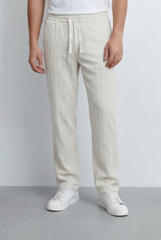 Tomatos Men's Straight-Leg Linen Pants | Drawstring Trousers