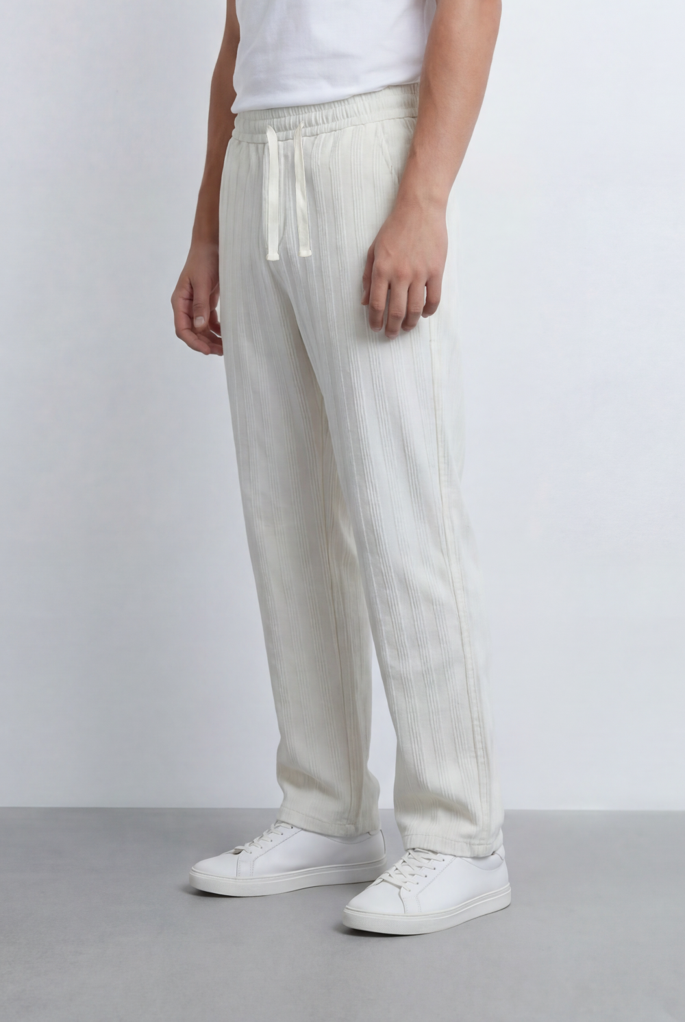 Tomatos Men's Straight-Leg Linen Pants | Drawstring Trousers