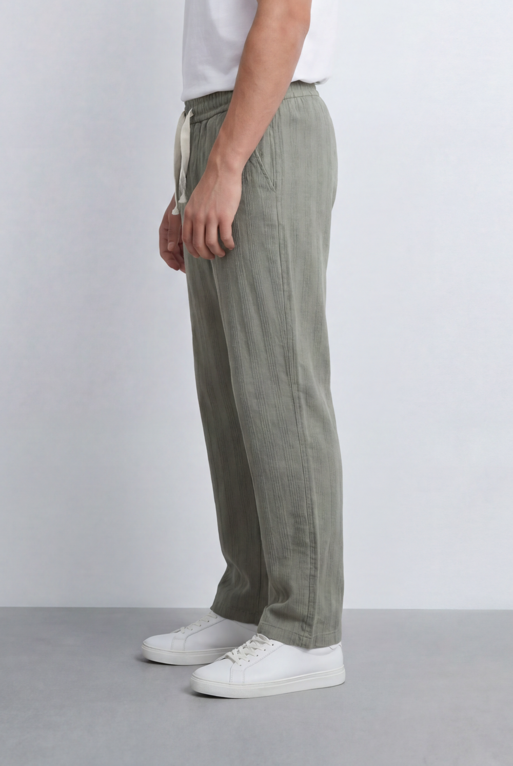 Tomatos Men's Straight-Leg Linen Pants | Drawstring Trousers