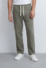 Tomatos Men's Straight-Leg Linen Pants | Drawstring Trousers