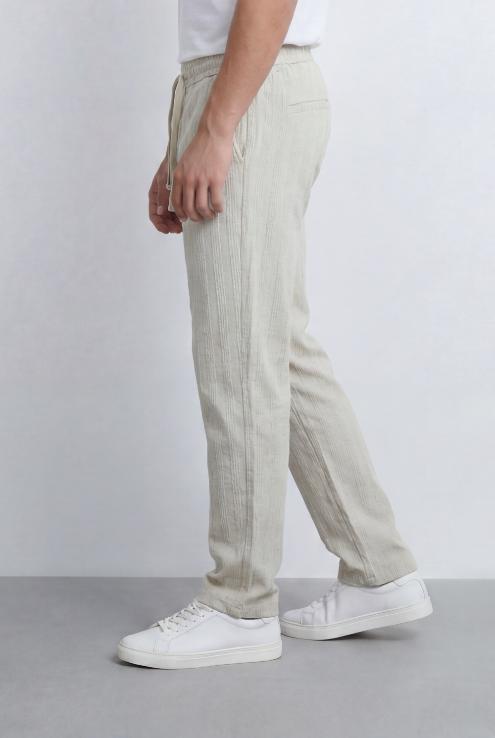 Tomatos Men's Straight-Leg Linen Pants | Drawstring Trousers