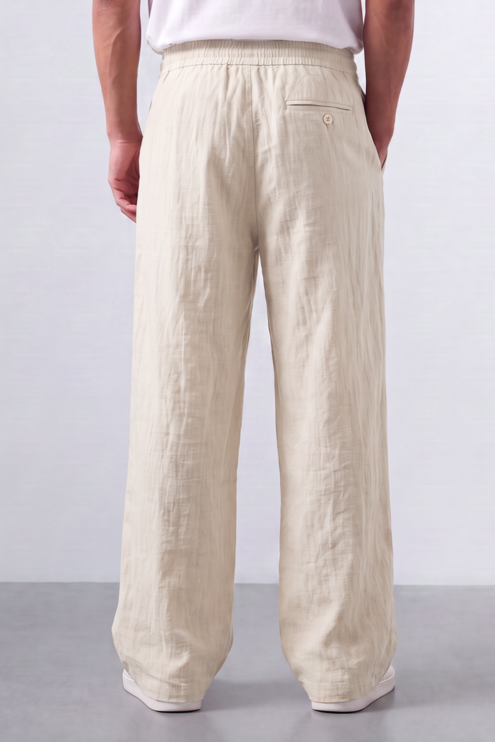 Tomatos Men's Pleated Wide-Leg Linen Trousers | Relaxed Fit Linen Pants