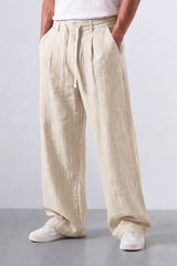 Tomatos Men's Pleated Wide-Leg Linen Trousers | Relaxed Fit Linen Pants