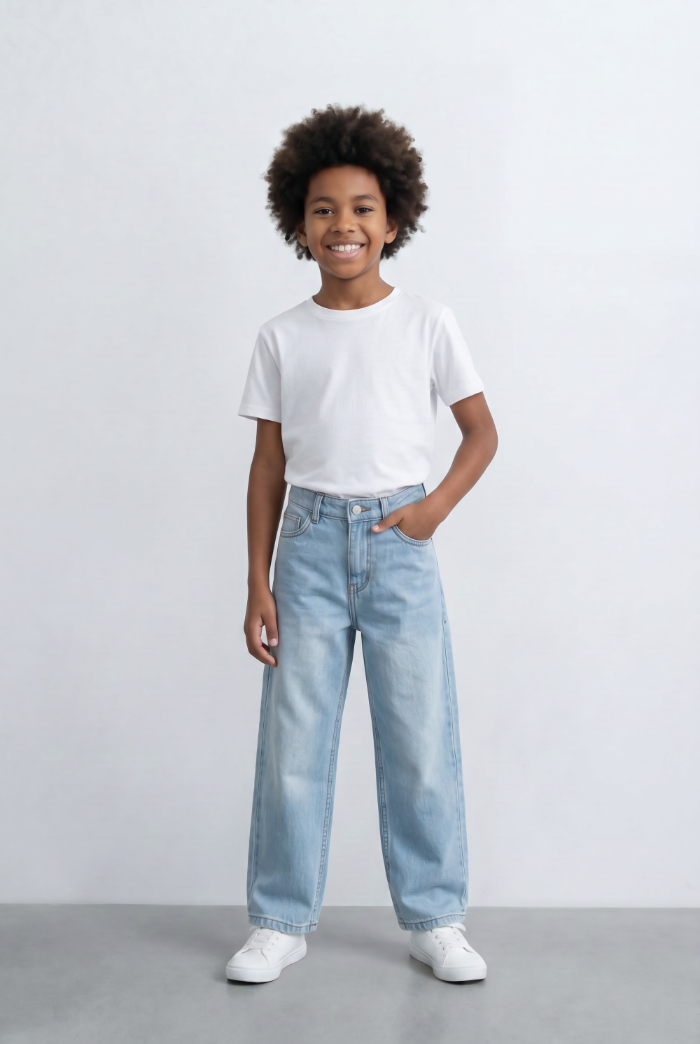 Boy's Used Jeans With Light Wash Finish Pants