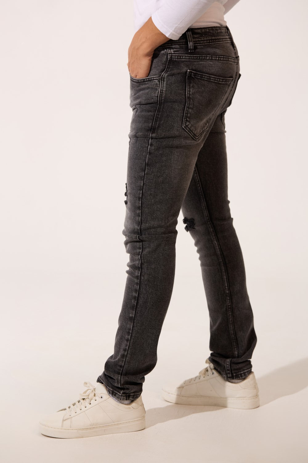 Men’s Skinny Street Denim Distressed Pants
