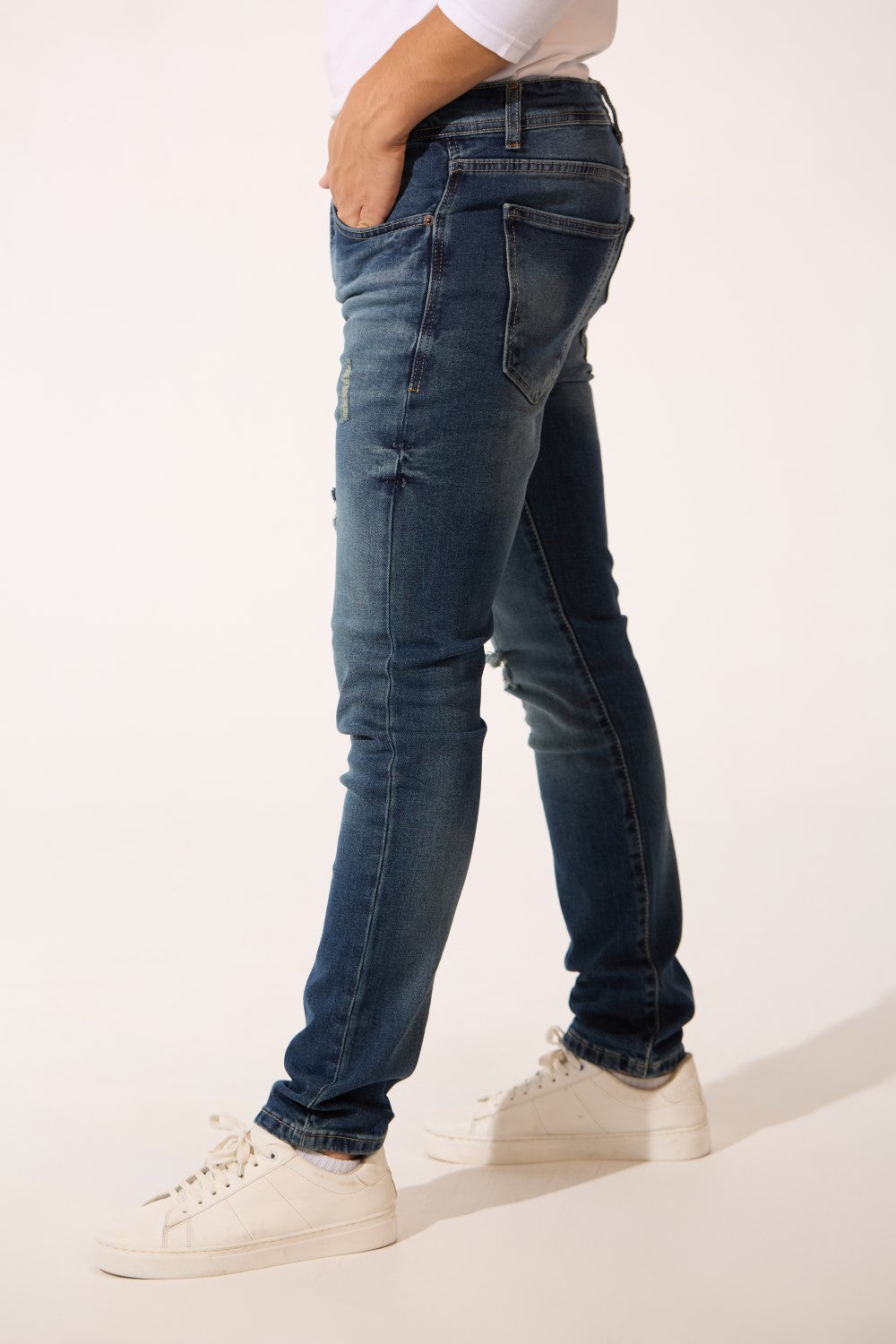 Men’s Skinny Street Denim Distressed Pants