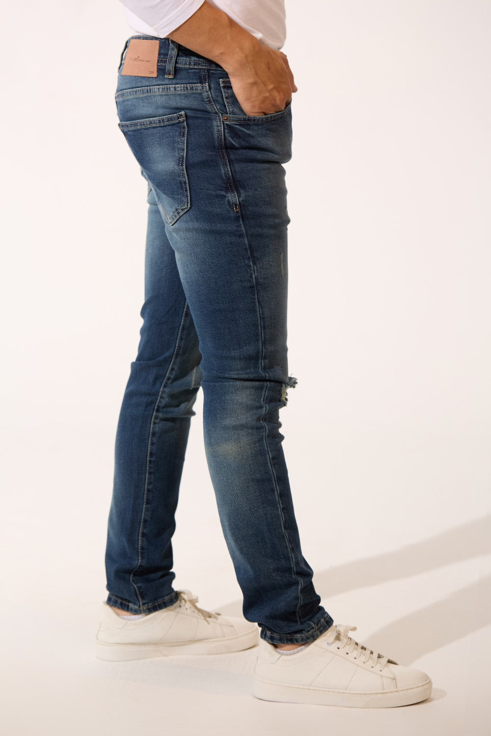 Men’s Skinny Street Denim Distressed Pants