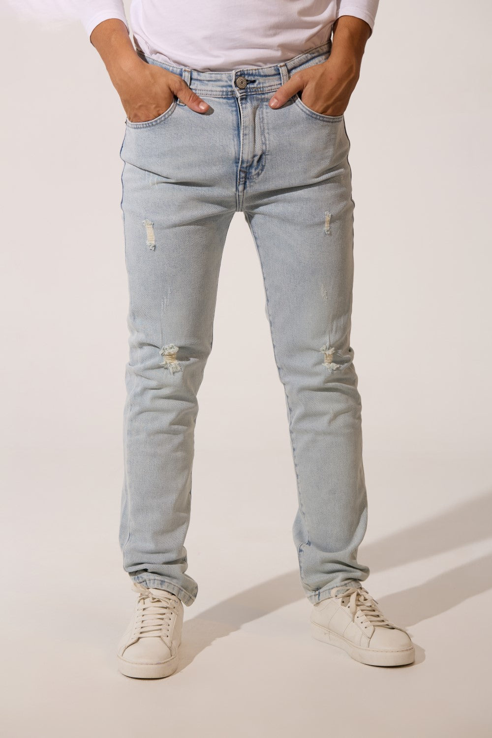 Men’s Skinny Street Denim Distressed Pants