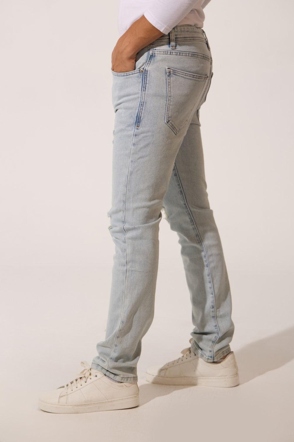 Men’s Skinny Street Denim Distressed Pants