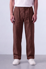 Tomatos Men's Pleated Linen Trousers with Integrated Belt