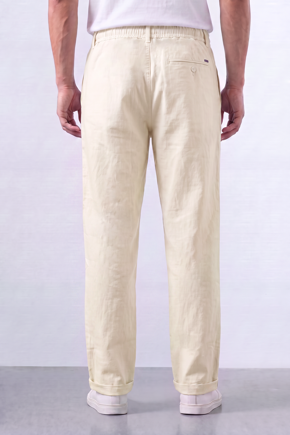 Tomatos Men's Pleated Linen Trousers with Integrated Belt