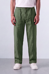 Tomatos Men's Pleated Linen Trousers with Integrated Belt