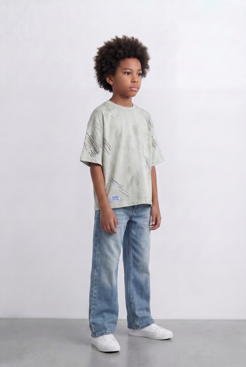 Boy's Abstract Print T-Shirt Streetwear Style