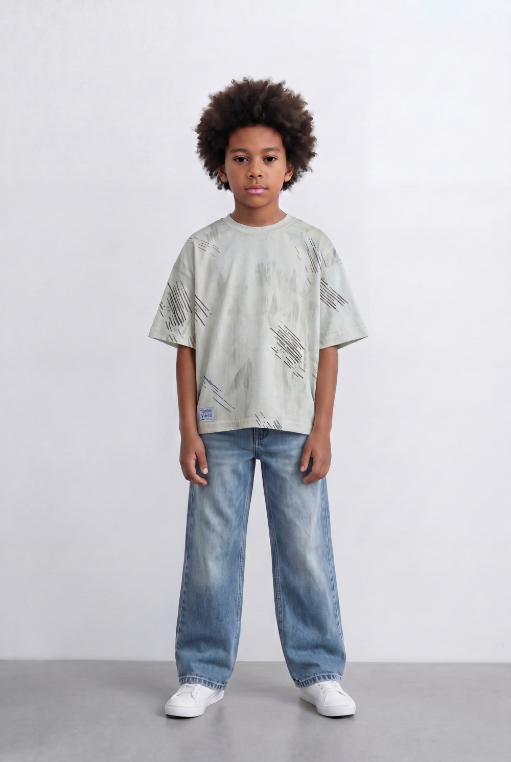 Boy's Abstract Print T-Shirt Streetwear Style