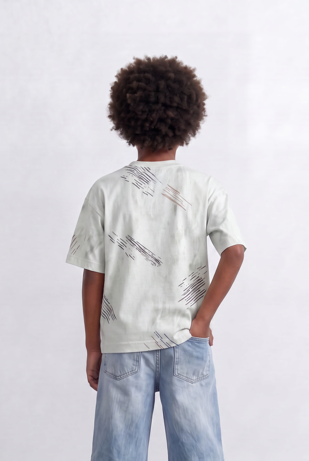 Boy's Abstract Print T-Shirt Streetwear Style
