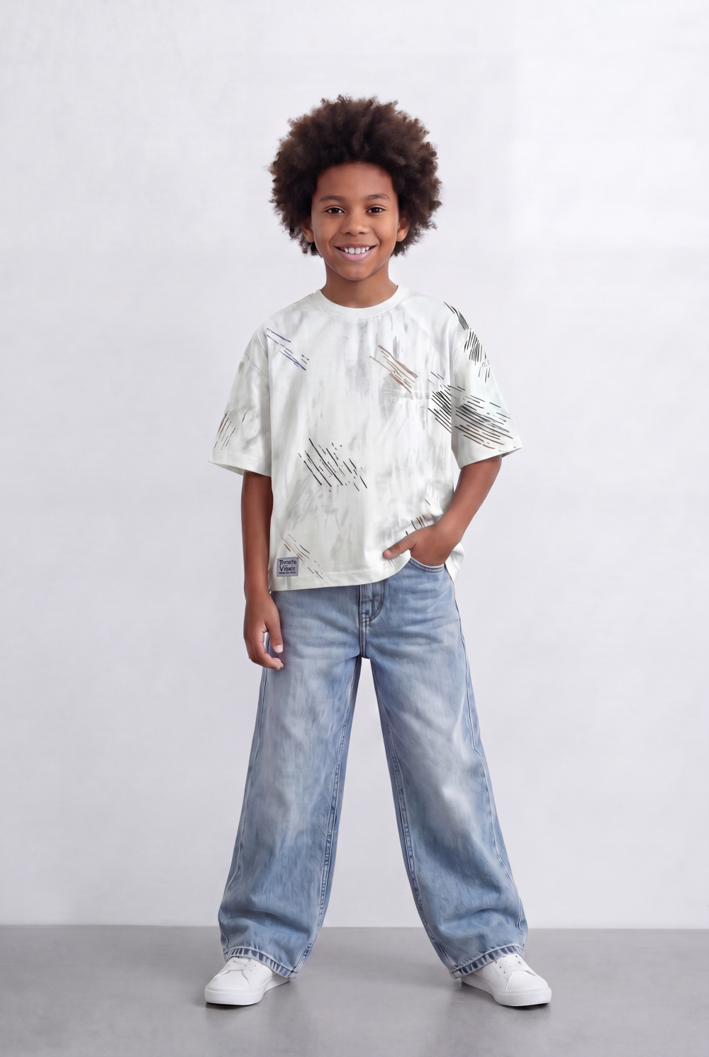 Boy's Abstract Print T-Shirt Streetwear Style