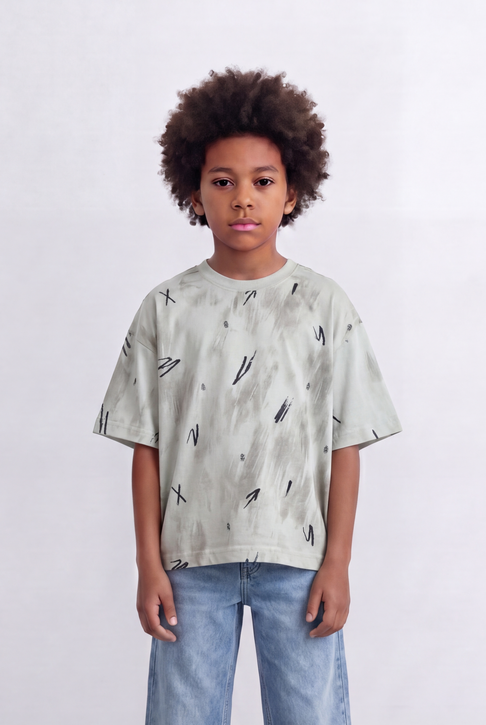 Boy's Abstract Wash T-Shirt  Graphic Print Streetwear Style