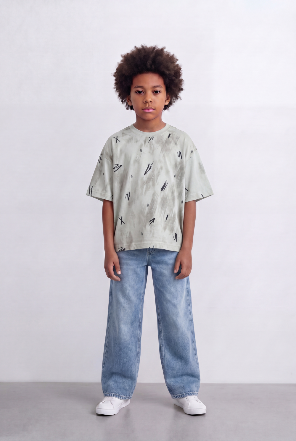 Boy's Abstract Wash T-Shirt  Graphic Print Streetwear Style