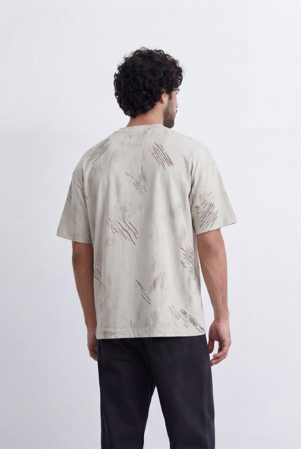 Men’s T-Shirt Brush Wash Effect Scribble Print