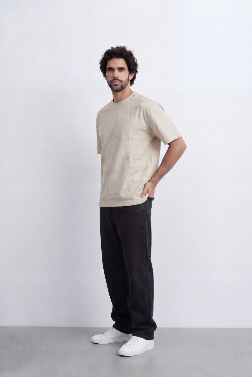 Men’s Tonal Stripe T-Shirt Subtle Texture Detail