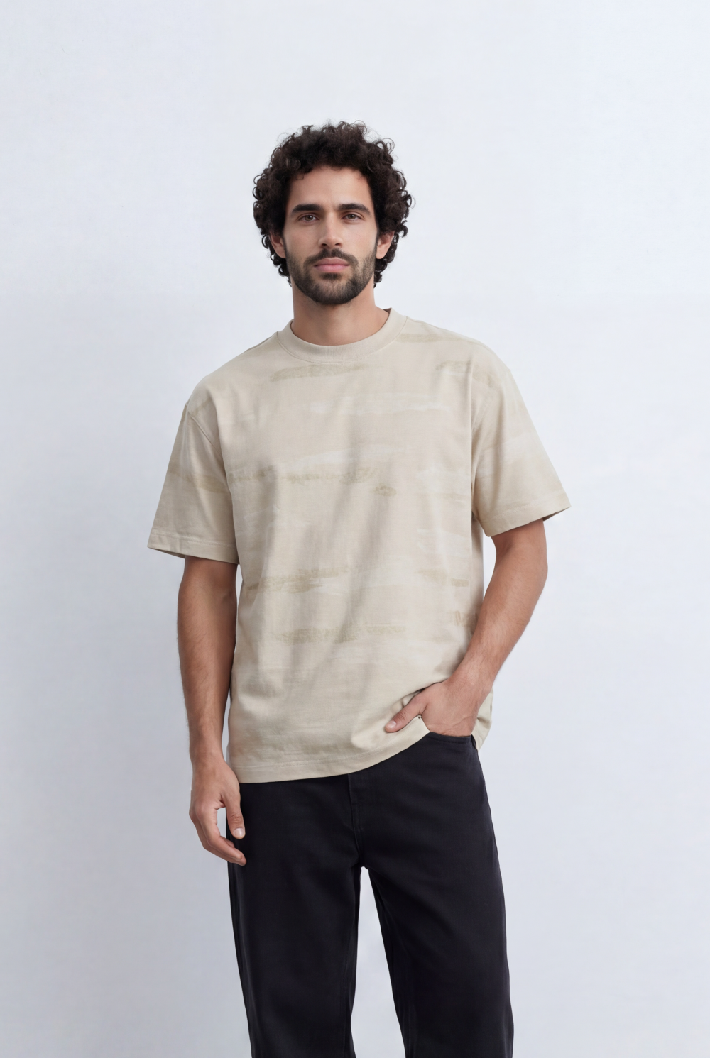 Men’s Tonal Stripe T-Shirt Subtle Texture Detail