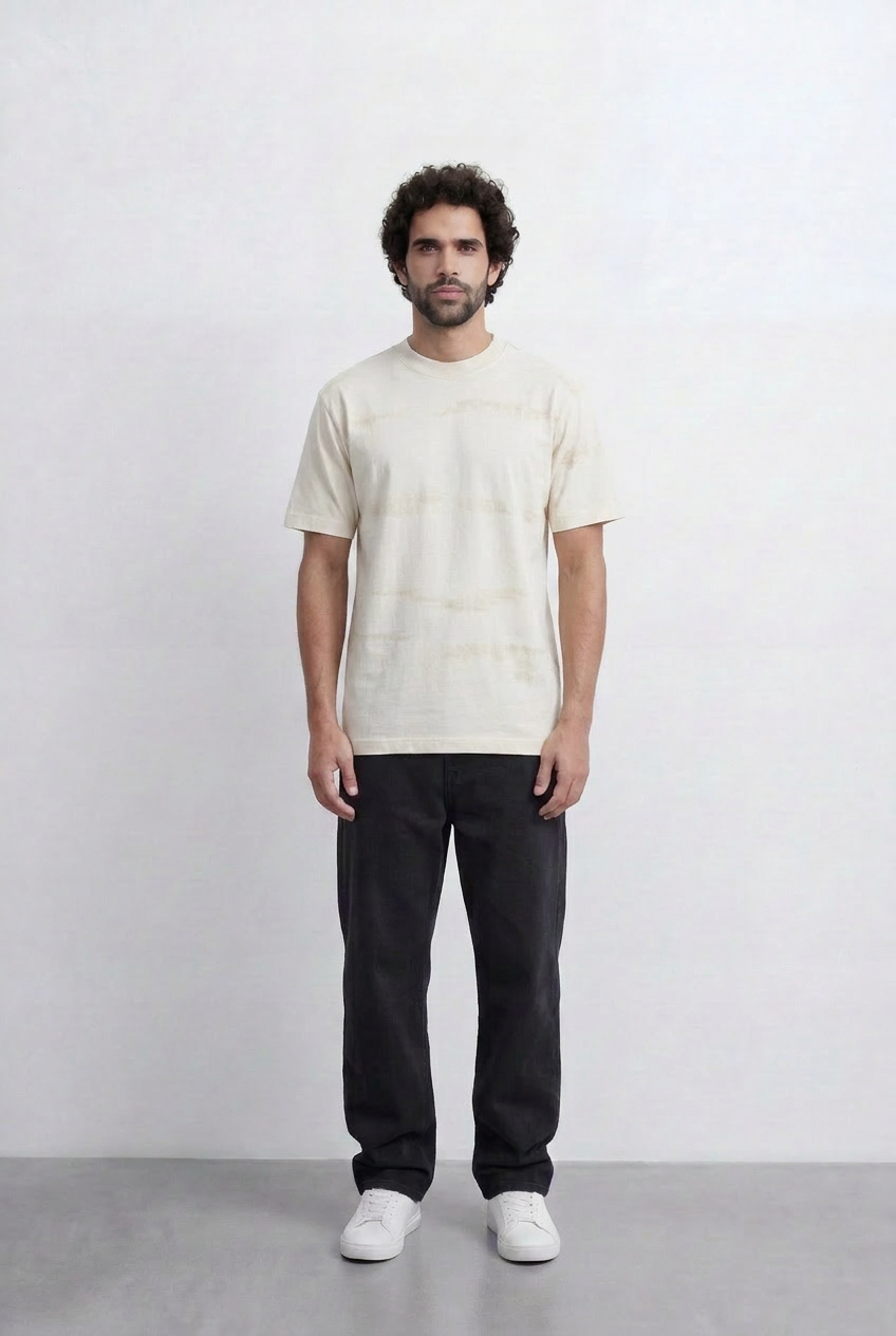 Men’s Tonal Stripe T-Shirt Subtle Texture Detail