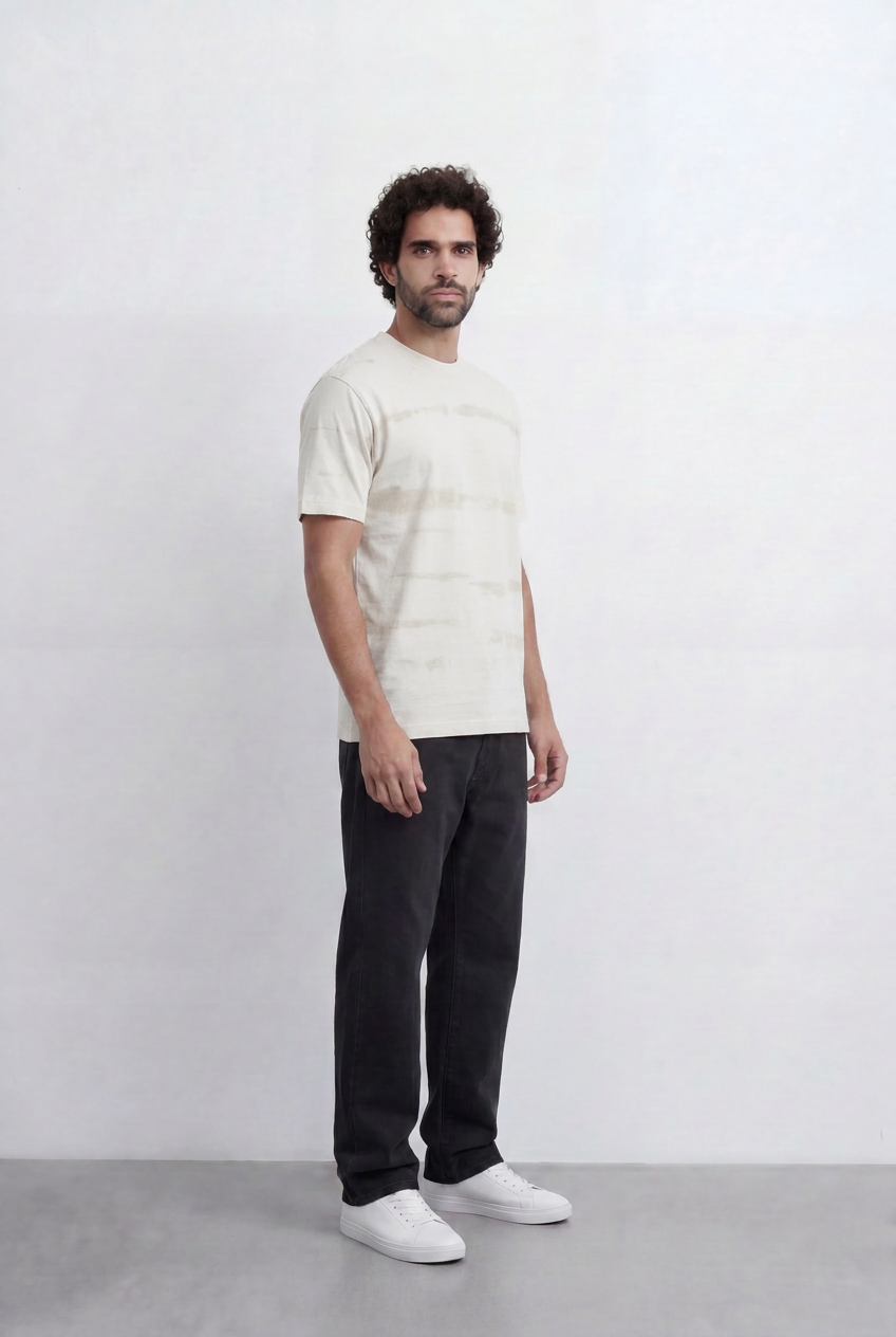 Men’s Tonal Stripe T-Shirt Subtle Texture Detail