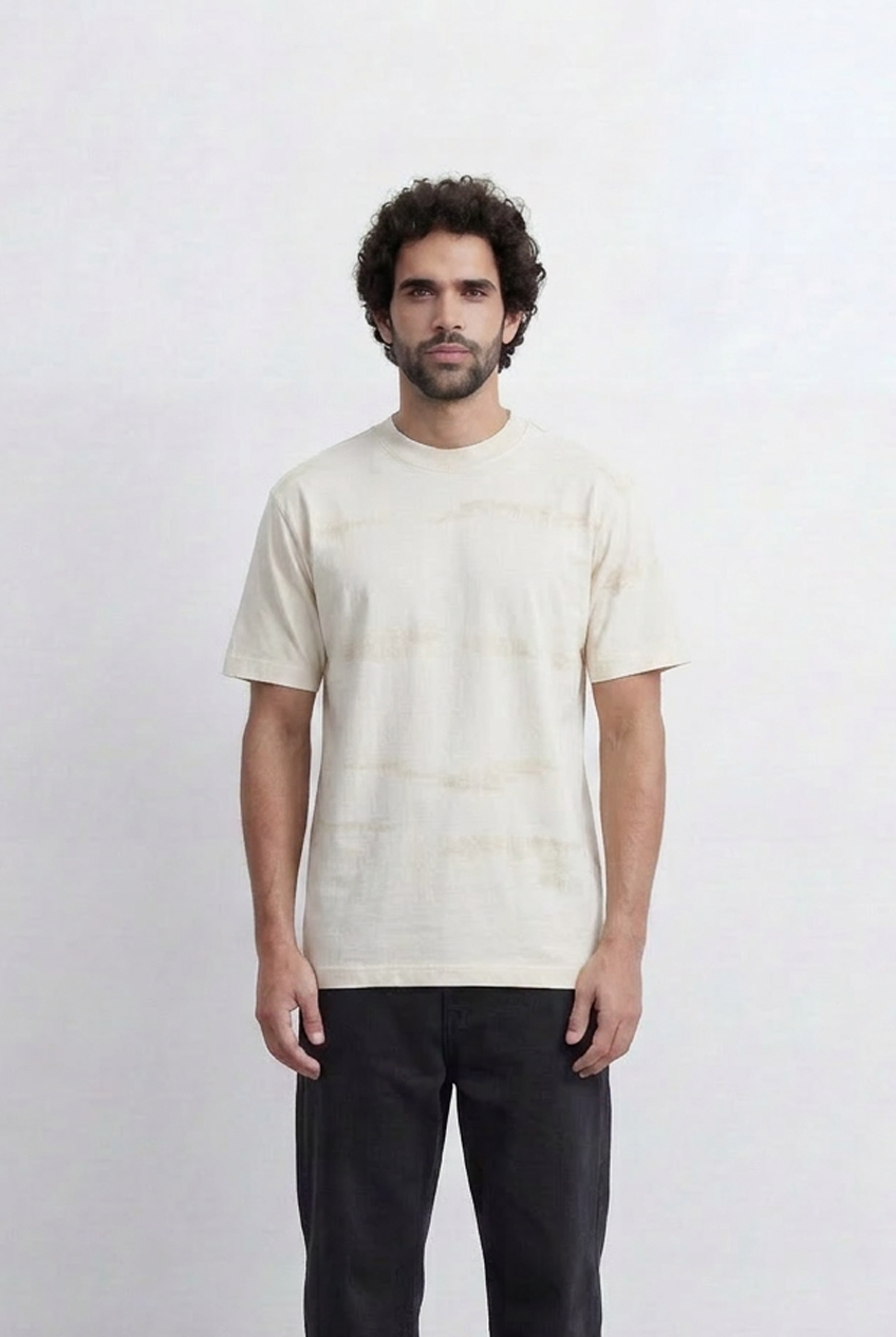 Men’s Tonal Stripe T-Shirt Subtle Texture Detail