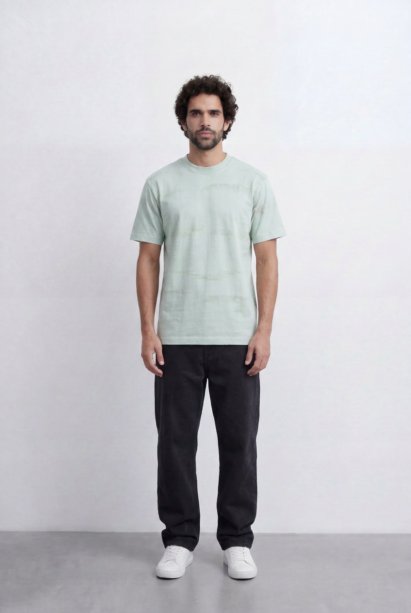 Men’s Tonal Stripe T-Shirt Subtle Texture Detail