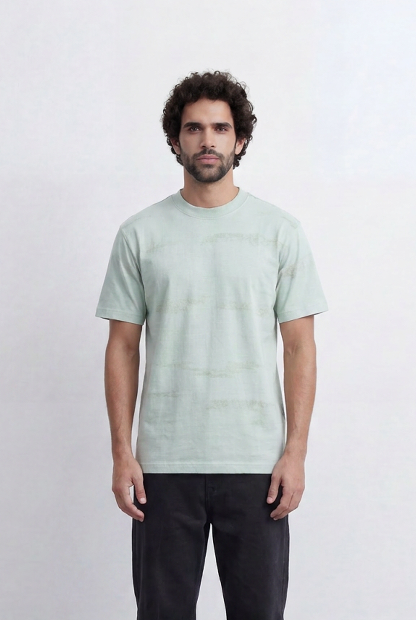 Men’s Tonal Stripe T-Shirt Subtle Texture Detail