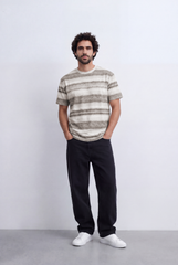Men’s Brush Stripe T-Shirt Textured Horizontal Pattern