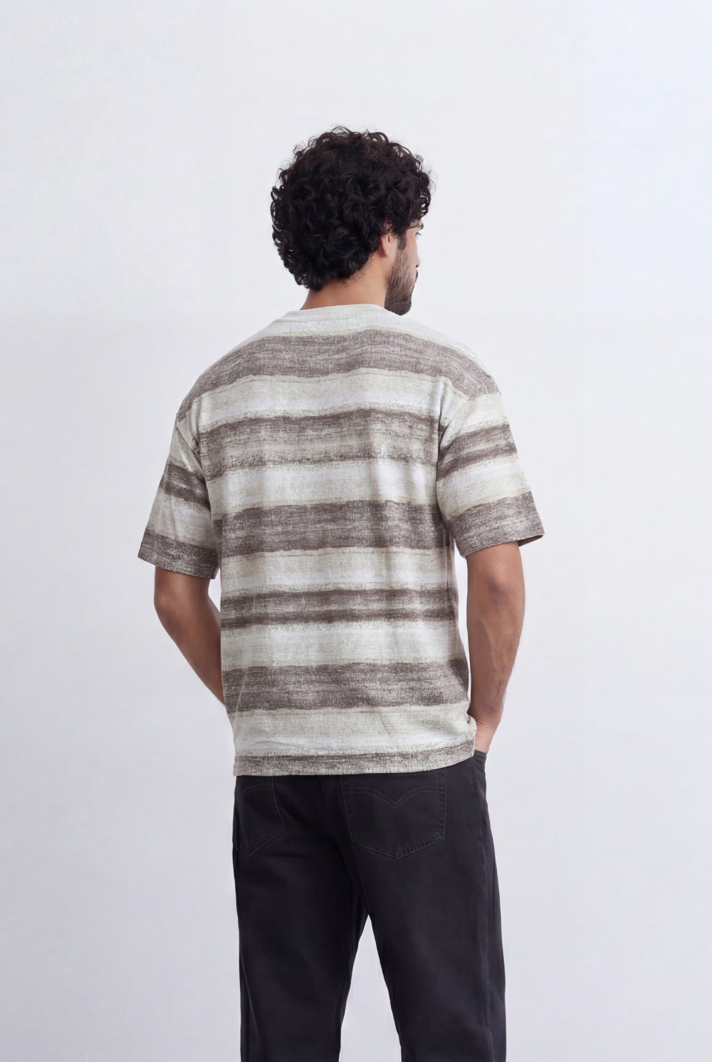 Men’s Brush Stripe T-Shirt Textured Horizontal Pattern