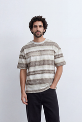 Men’s Brush Stripe T-Shirt Textured Horizontal Pattern