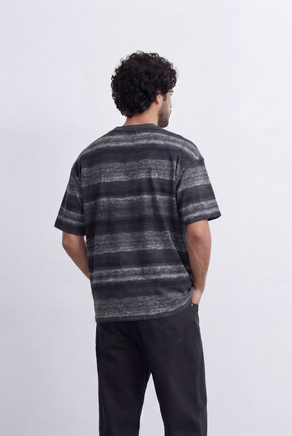 Men’s Brush Stripe T-Shirt Textured Horizontal Pattern