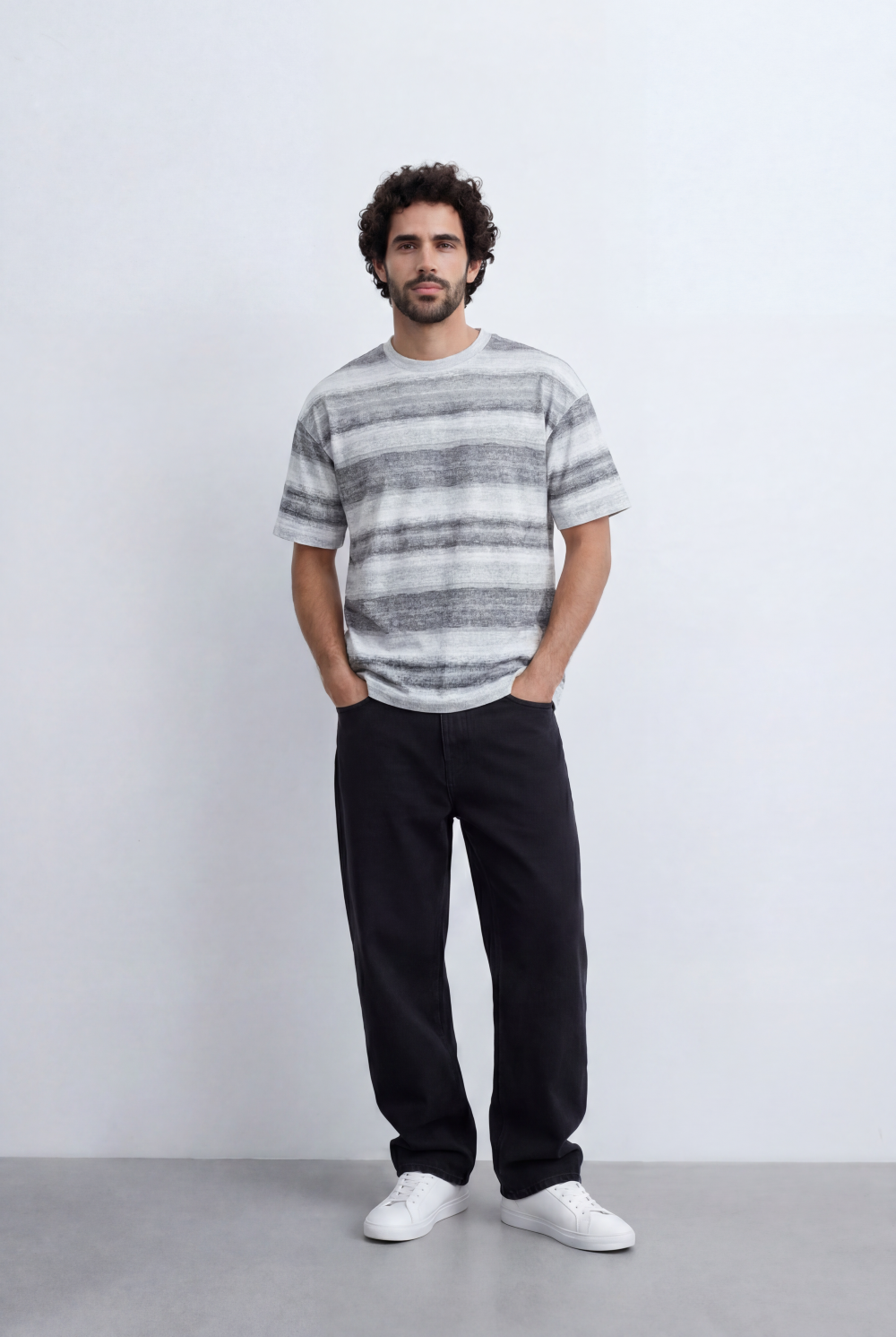 Men’s Brush Stripe T-Shirt Textured Horizontal Pattern