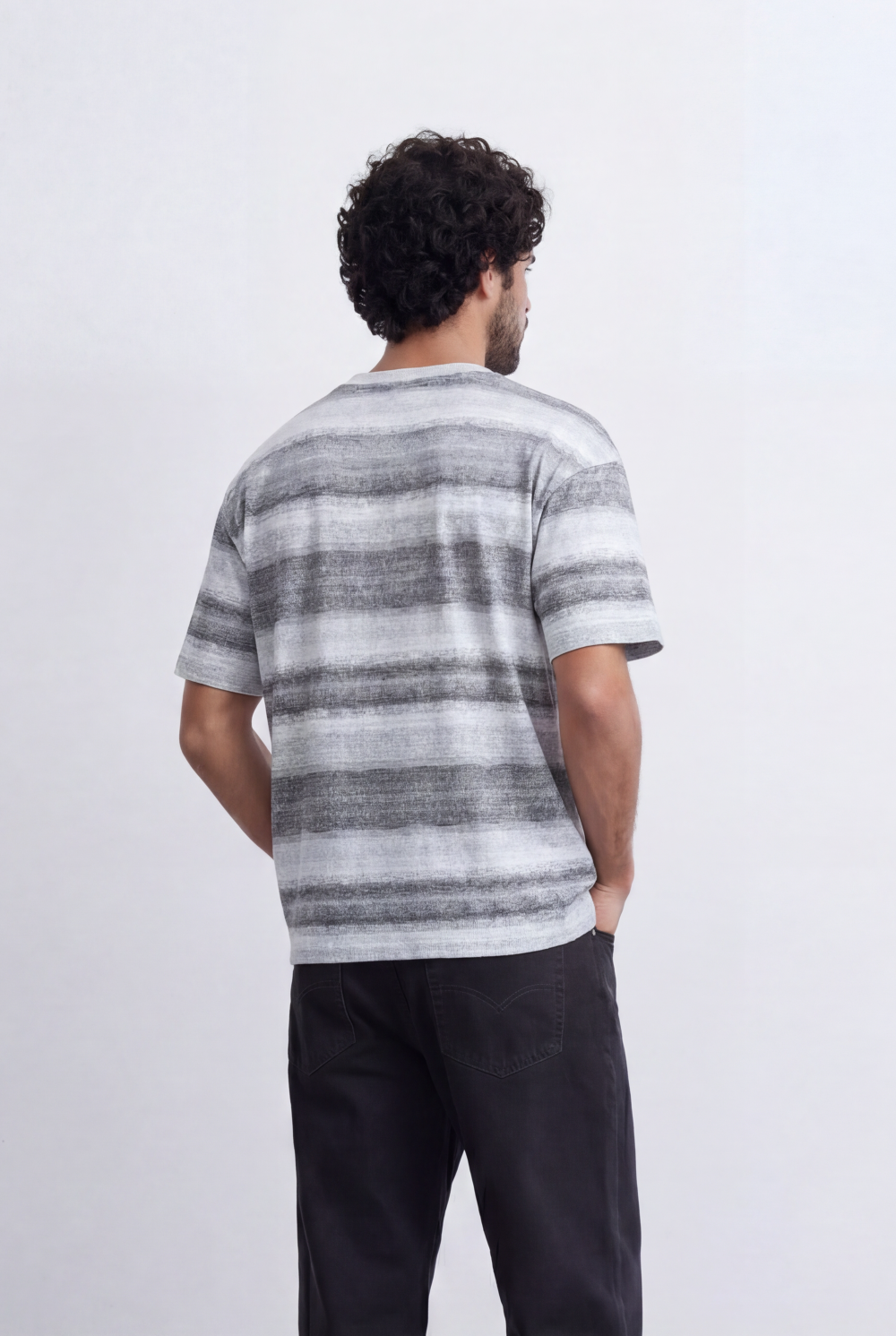 Men’s Brush Stripe T-Shirt Textured Horizontal Pattern